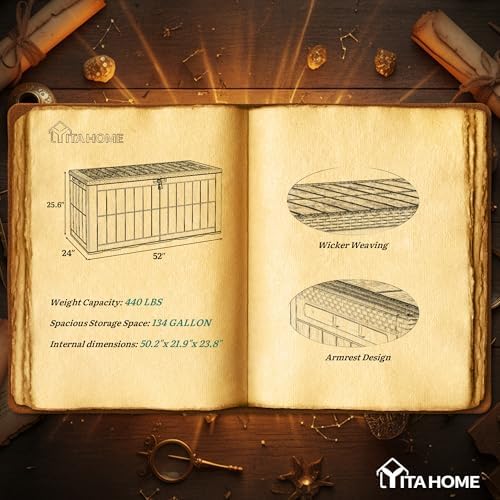 yitahome 134 gallon large outdoor storage box with, view 9