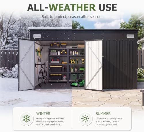 aoxun 12'x7.5' outdoor storage shed with 3 lockable, view 9