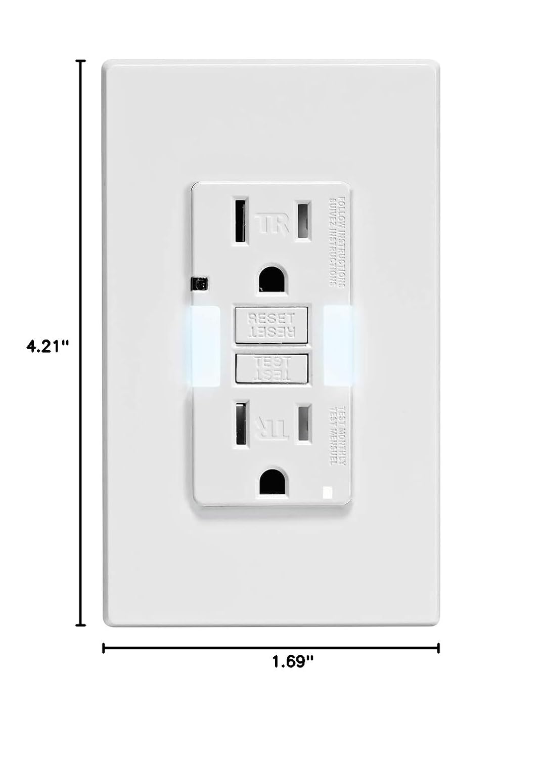Leviton GFCI Outlet with Guidelight, 15 Amp, Self Test, Tamper-Resistant with LED Indicator Light, Replaces Plugged in Night Light, GFNL1-W, White