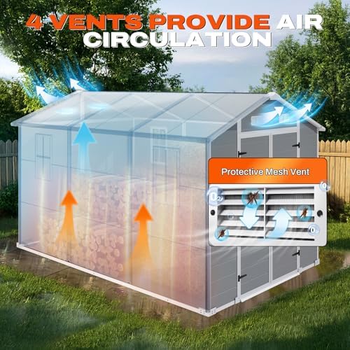 quictent 8x10 ft outdoor resin storage shed with, view 9