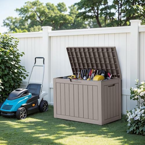 easyup 45 gallon waterproof outdoor storage box uv on a desk or shelf