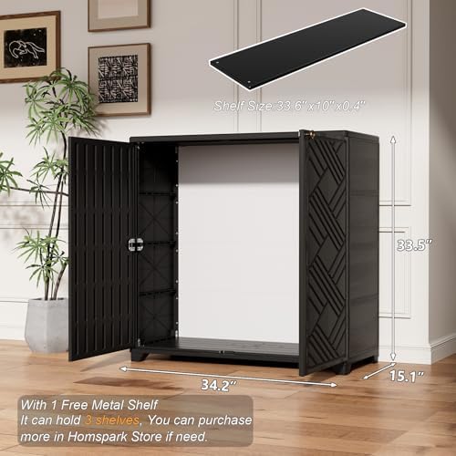 homspark indoor/outdoor storage cabinet with doors and 1 on a desk or shelf