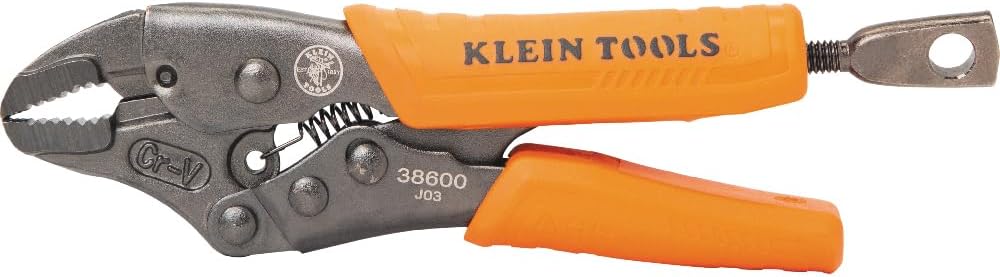 Klein Tools 38600 Curved Jaw Locking Pliers with Quick Release Handles, Intuitive Thumb Knob, High Torque, Mole Grips for Clamping and Gripping, 5-Inch