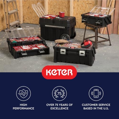 keter masterloader resin rolling tool box with locking, view 12