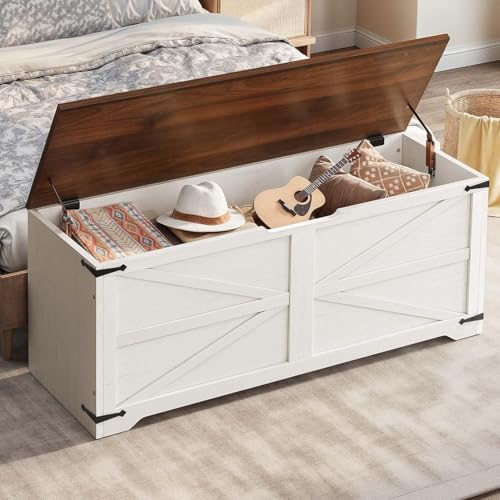 dwvo storage bench 47.2", hidden storage, slow-close hinges on a desk or shelf