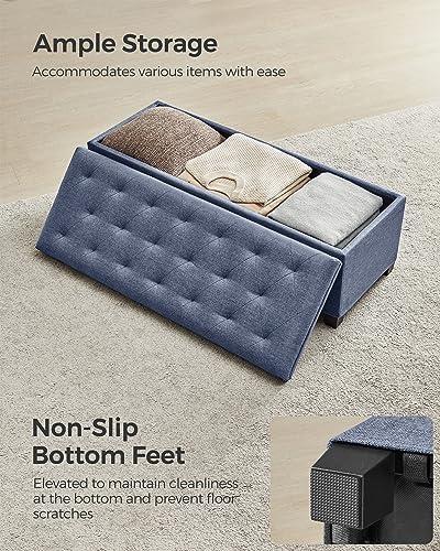 songmics storage ottoman bench, foot rest with legs, front angle view
