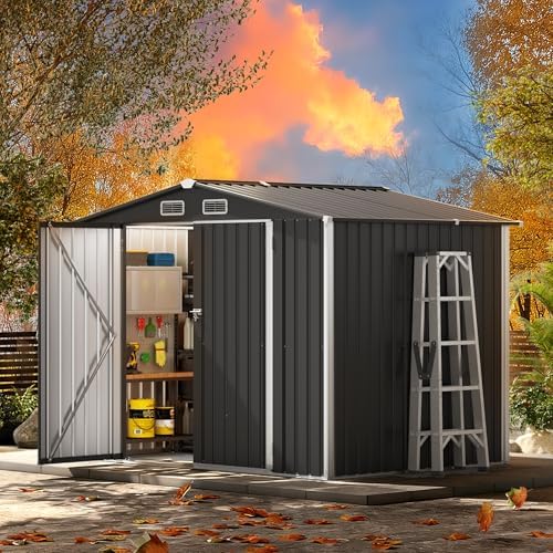 metal storage shed & outdoor storage, outdoor steel, front angle view