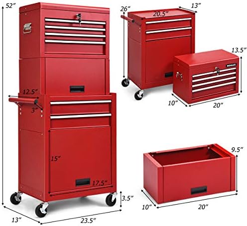 s afstar 6-drawer rolling tool chest, high capacity, front angle view