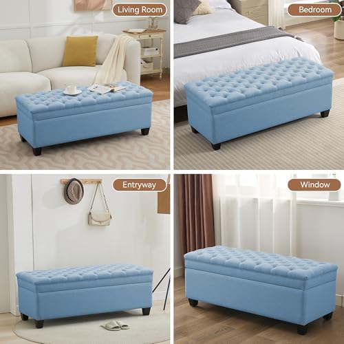 wututuee 50" fabric storage ottoman bench, upholstered rectangle on a desk or shelf