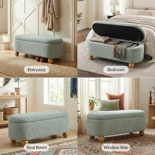 vknow 44.8" storage ottoman bench end of bed on a desk or shelf