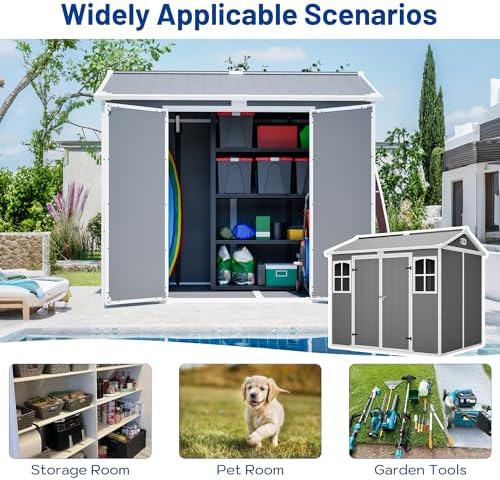 yopto 8x6 ft plastic shed,outdoor storage shed w/, view 12