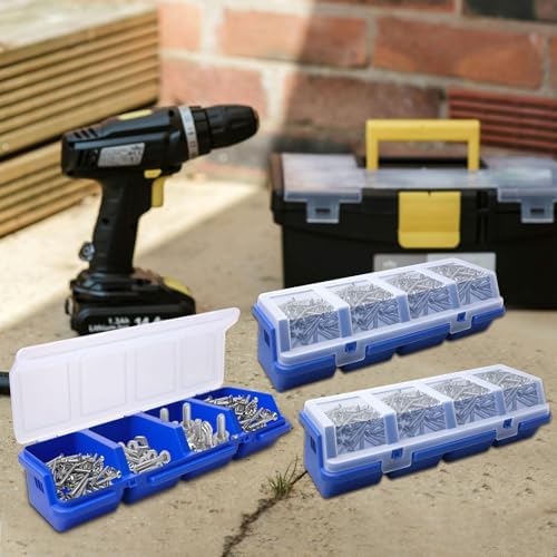 screw organizer box with lids 4 divider compartment on a desk or shelf