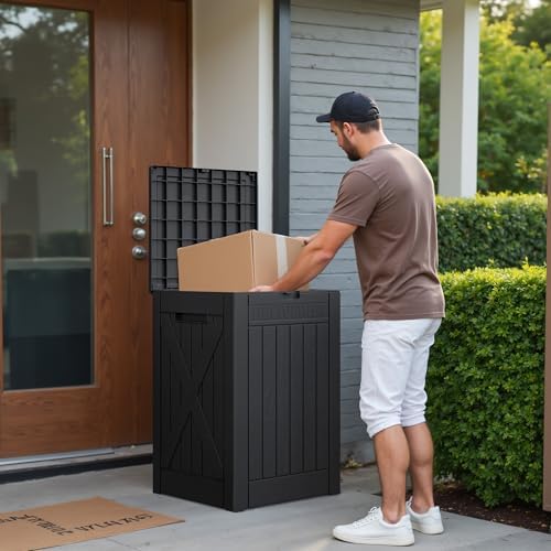 greesum 52 gallon large outdoor package delivery box on a desk or shelf