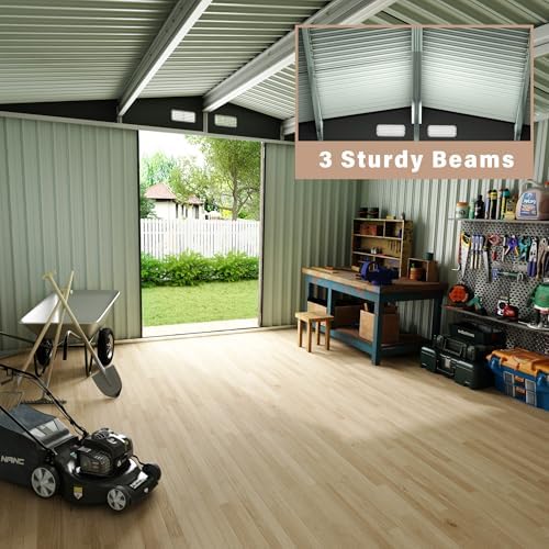 10x14 ft metal storage sheds outdoor, metal toolshed, front angle view