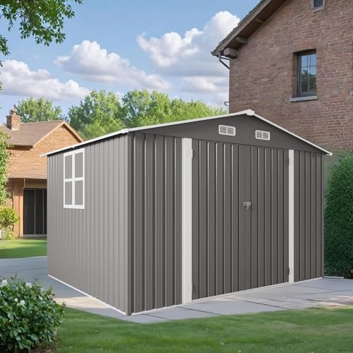 10x8 ft outdoor storage shed, metal garden shed, view 9