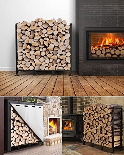 firewood rack outdoor with cover, 4ft indoor wood on a desk or shelf