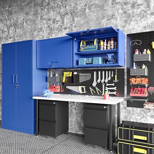 metal wall storage cabinet 22'' tall wall-mounted steel on a desk or shelf