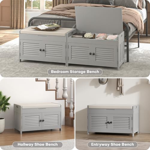 warmhoniu shoe storage bench with 2 drawers storage on a desk or shelf