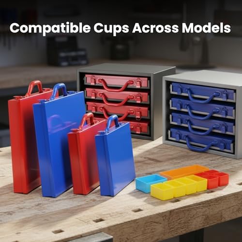 large metal organizer box with 20 removable compartments on a desk or shelf
