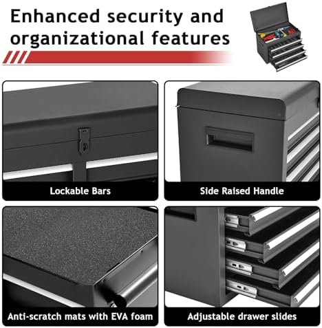 airwire 5-drawer rolling tool chest black on a desk or shelf