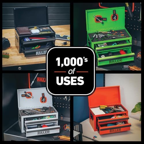 mini metal tool box organizer small steel drawer, front angle view