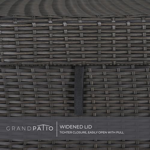 grand patio 170 gallon deck storage box deck, front angle view