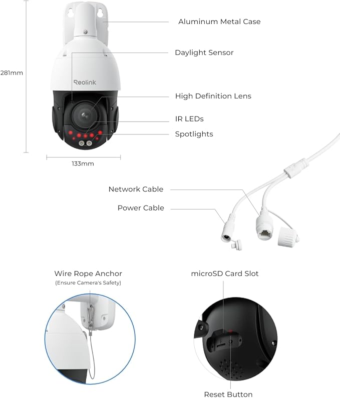 REOLINK 4K UHD PoE PTZ Camera for Outdoor Security, 360° Pan & 90° Tilt for - Image 9
