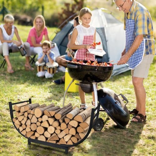 facka 30 inch firewood rack outdoor metal wood on a desk or shelf