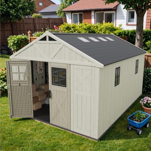 patiowell 10x14 ft resin outdoor storage shed with, view 9