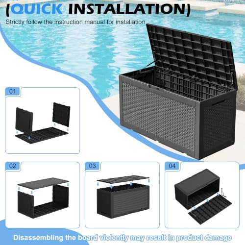 outdoor storage box waterproof, 100 gallon deck box on a desk or shelf