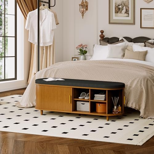 dhh 2-tier storage bench,wide shoe bench with thickened, front angle view