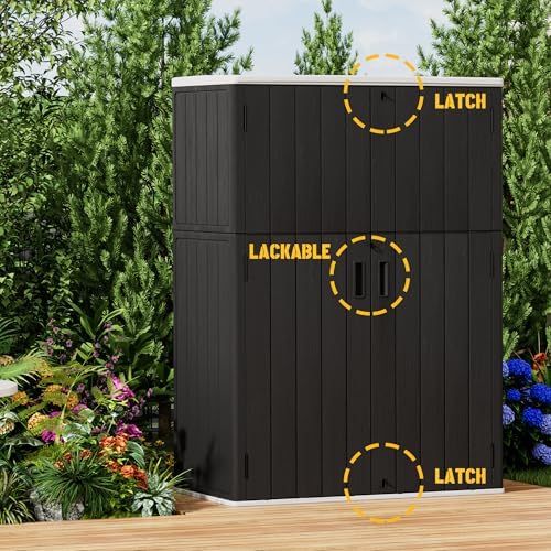 mrosaa vertical outdoor storage cabinets,plastic sheds&outdoor storage with, front angle view