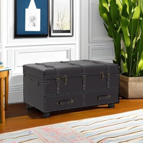cozayh vintage storage bench upholstered mid-century storage ottoman, view 10