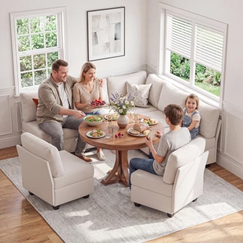 breakfast nook bench with storage, 4 seats modular, front angle view