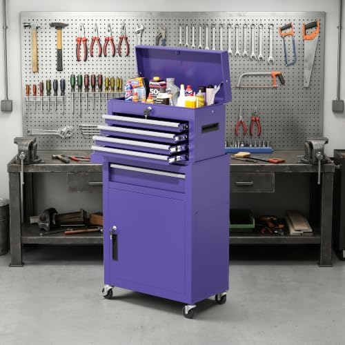 greenvelly tool chest, 5-drawer rolling tool chest with, front angle view