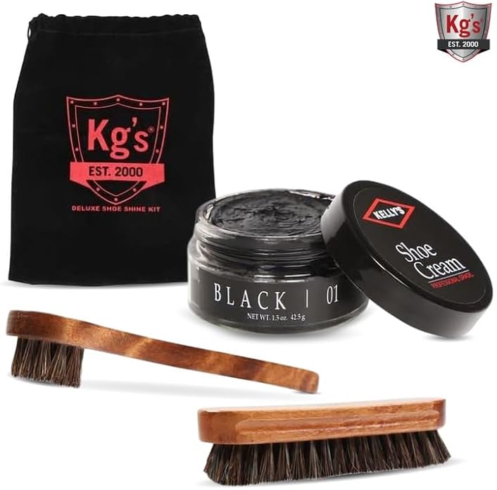 Kg's Shoe Shine Kit Includes Polish, Horsehair Brush, Applicator, and Storage - Image 6