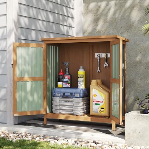 aoxun outdoor storage cabinet shed - wood &, view 9