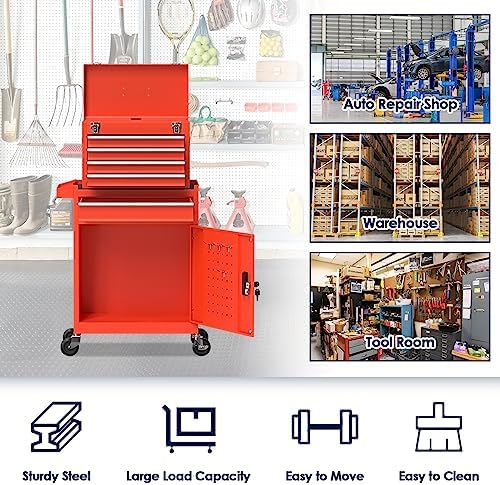 5-drawer rolling tool chest, high capacity removable tool on a desk or shelf