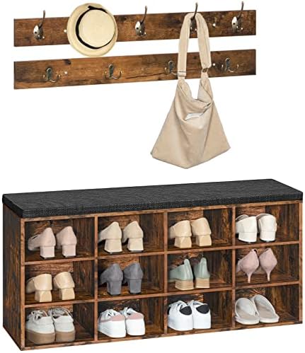 hoobro shoe storage bench with cushion, 39.4" l, view 9