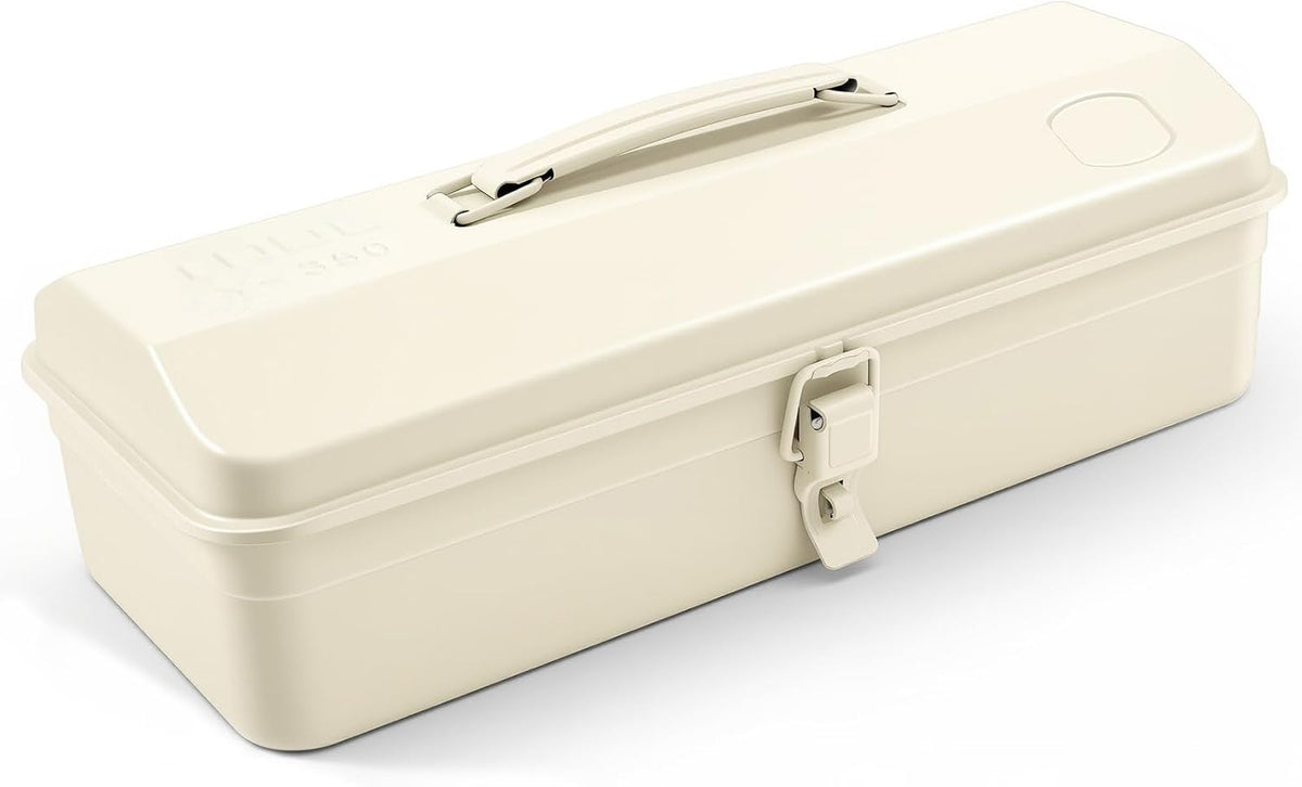 milky white portable metal tool box hip roof, main product view