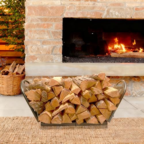 36-inch heavy duty foldable firewood rack - portable, front angle view