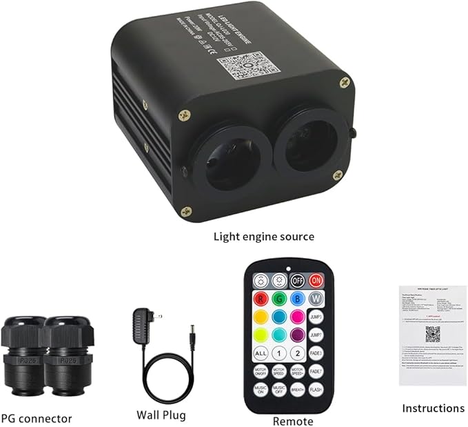 AZIMOM Dual Color 20W Fiber Optic Light Source RGBW Light Box Engine Diver - Image 6