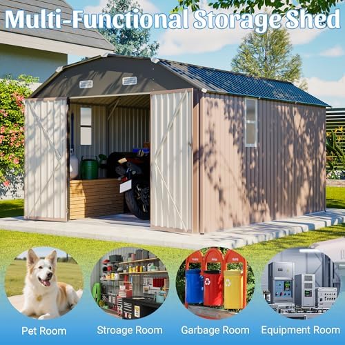 yopto 10x12 ft outdoor storage shed,heavy duty metal, view 10