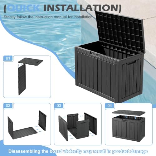 outdoor storage box waterproof, 45 gallon deck box, front angle view