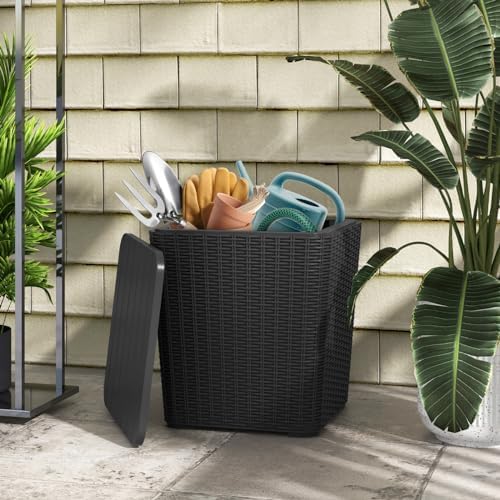 tangkula 11.5 gallon water-proof deck box, outdoor patio, view 9