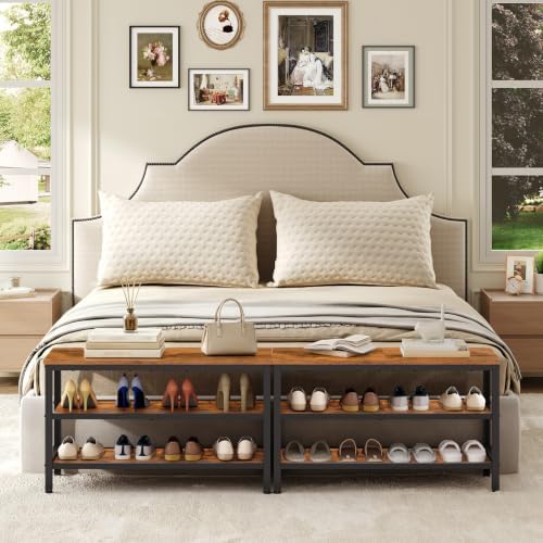 yatiney wooden shoe bench, 3-tier shoe rack, sturdy, view 9