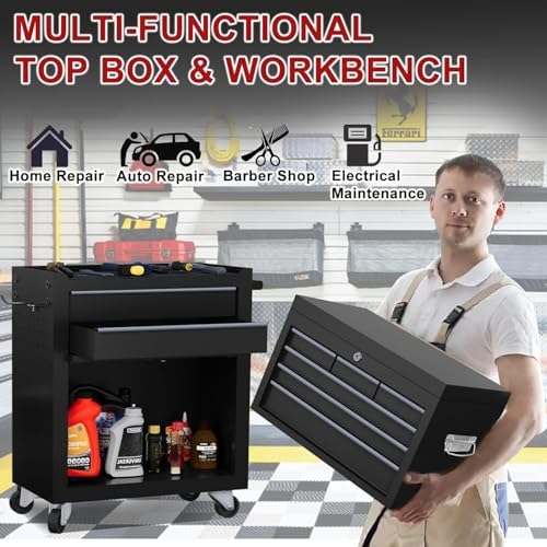 8-drawer rolling tool chest with wheels & detachable on a desk or shelf