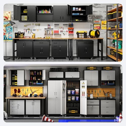 garage cabinet system | heavy duty steel all-in-one on a desk or shelf