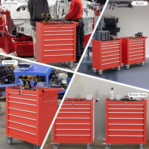 7-drawer tool chest,rolling tool cart with wheels,high capacity on a desk or shelf