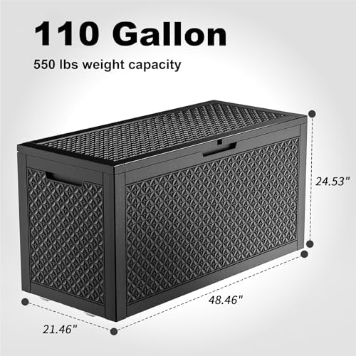 outdoor waterproof resin storage deck box lockable outside, front angle view